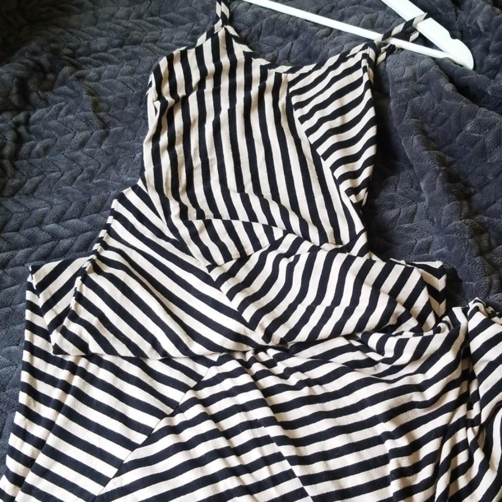 Beige and Black Striped Maxi